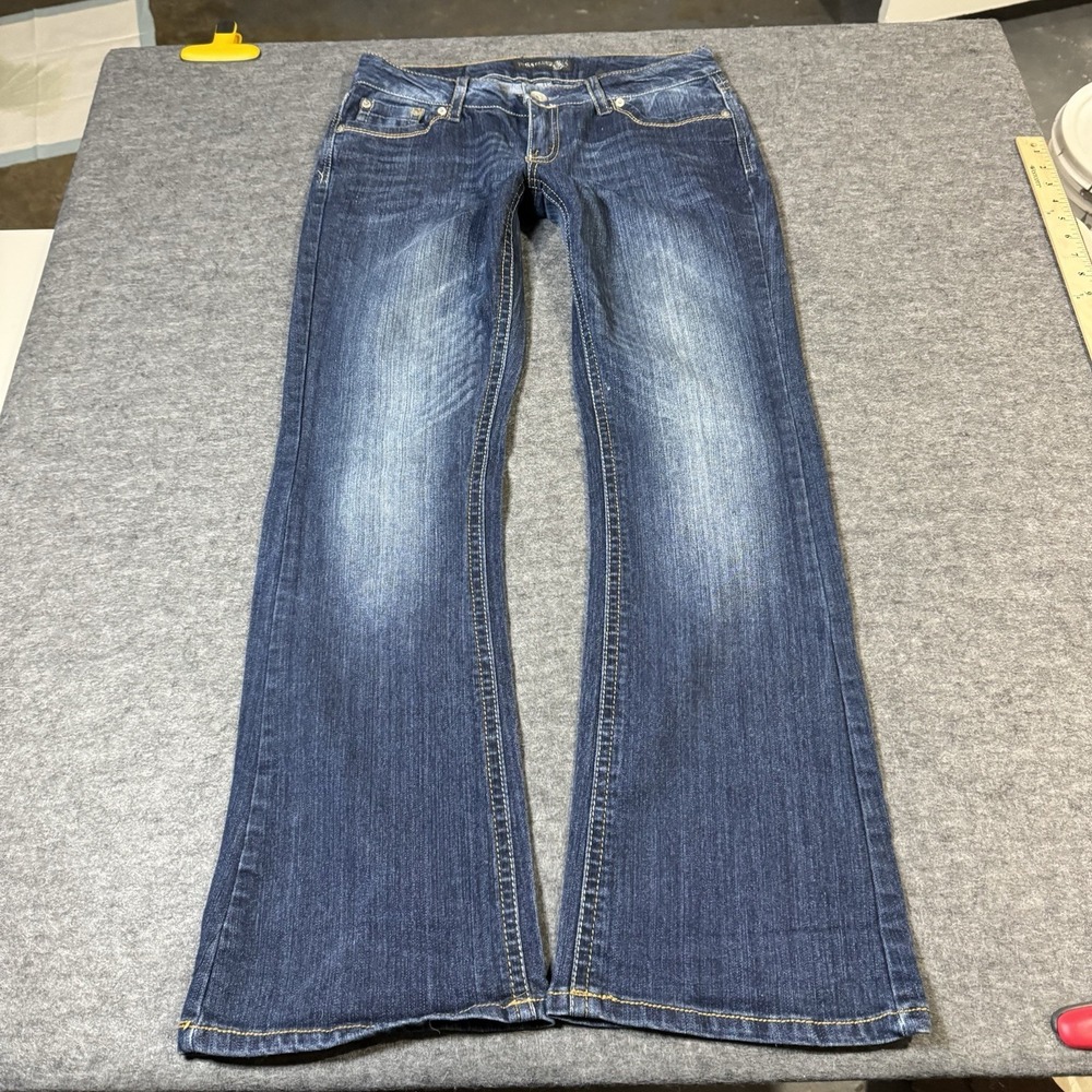 VTG Y2K Paris Blues Embroidered Pocket Flare Jeans Womens 11 Grunge Western Boho